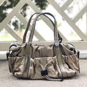 Original Burberry Curzon Gold Leather Shoulder Bag